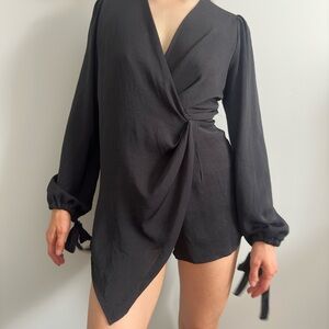 Elegant Black Wrap Romper